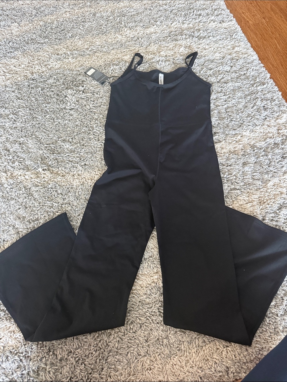 Sleek Black Wide-Leg Spaghetti-Strap Jumpsuit